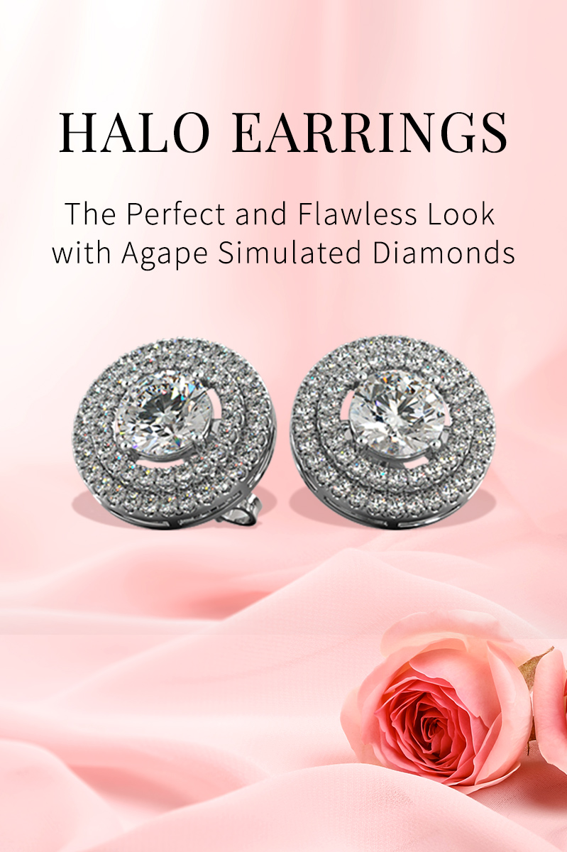 Agape Diamonds Halo Earrings